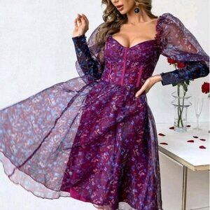 ORGANZA ANIMAL PRINT HIGH FASHION DRESS